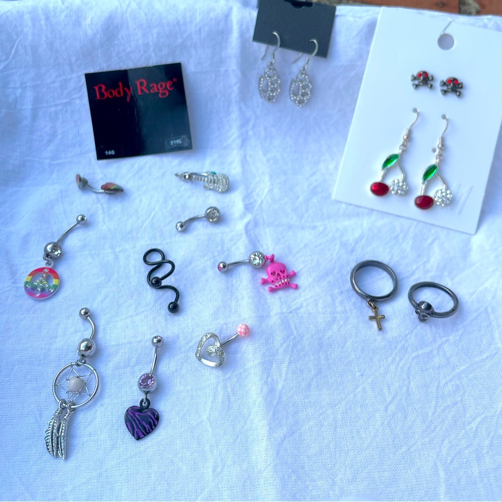 Jewelry Clearance Sale! 2 Rings, 8 Navel Rings, 2 Earrings $8 Each Bundle & Save
